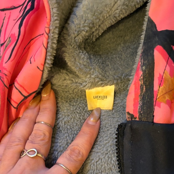 Lukless Pink and Black Camo Women's Hoodie - Picture 3 of 4